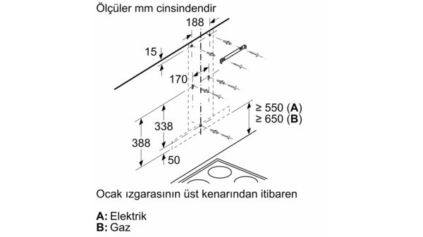 Duvar Tipi Davlumbaz 60 cm Siyah DVB6K760 DVB6K760-8