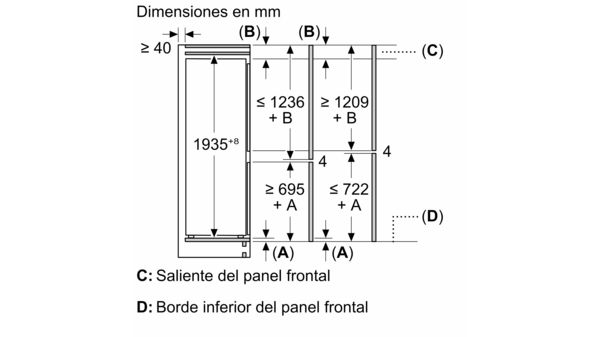 Frigorífico combi  integrable 193.5 x 55.8 cm Sistema de integración de puerta fija 3KID834F 3KID834F-9