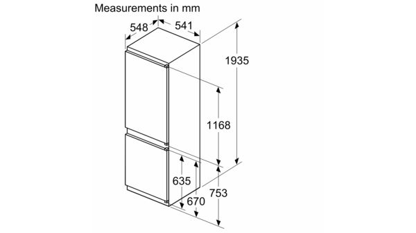 N 30 Built-in fridge-freezer with freezer at bottom 193.5 x 54.1 cm sliding hinge KI7961SE0 KI7961SE0-10