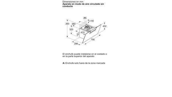 Campana decorativa de pared inclinada 80 cm Cristal blanco 3BC587GBH 3BC587GBH-10