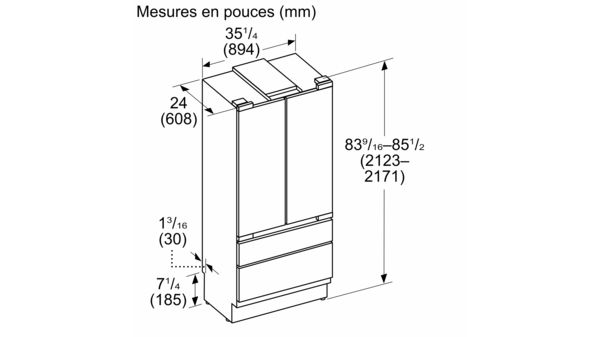 Freedom® Réfrigérateur combiné intégrable à portes françaises avec congélateur en bas 36'' Panel Ready T36IT100NP T36IT100NP-23