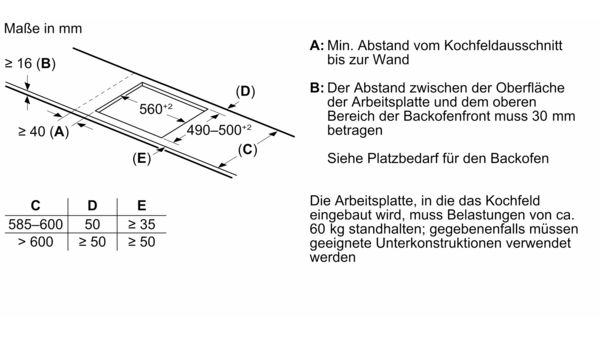 Induktionskochfeld 60 cm Schwarz, Rahmenlos aufliegend CA434235 CA434235-8
