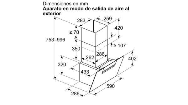 Campana decorativa de pared inclinada 60 cm Cristal blanco 3BC567GBH 3BC567GBH-11