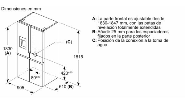 iQ700 Multipuerta 183 x 90.5 cm Acero antihuellas KF96DPPEA KF96DPPEA-16