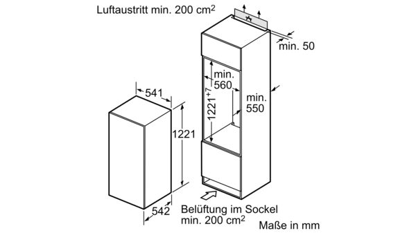 Einbau-Kühlschrank mit Gefrierfach 122.5 x 56 cm Schleppscharnier CK64444 CK64444-5