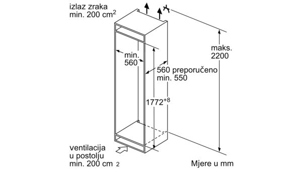N 70 Ugradbeni hladnjak sa zamrzivačem na dnu 177.2 x 55.8 cm KI6863F30 KI6863F30-6