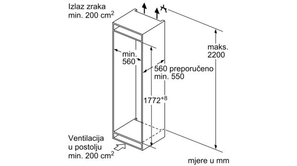 N 70 Ugradbeni hladnjak sa zamrzivačem na dnu 177.2 x 55.8 cm fiksna šarka KI6873FE0 KI6873FE0-8