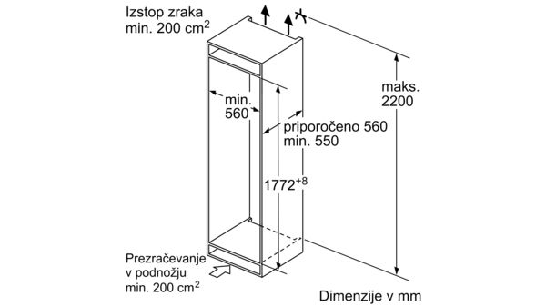 N 70 Vgradni hladilnik z zamrzovalnikom spodaj 177.2 x 55.8 cm ploščati tečaj KI6873FE0 KI6873FE0-8