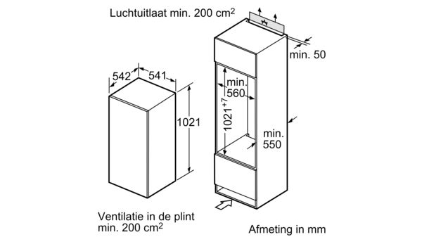 Inbouw koelkast met vriesvak 102.5 x 56 cm CK64305 CK64305-5