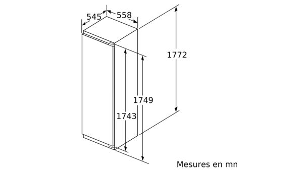 N 70 Réfrigérateur intégrable avec compartiment congélation 177.5 x 56 cm soft close flat hinge KI2826D30 KI2826D30-8