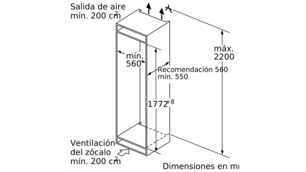 Frigorífico 1 puerta integrable 177.5 x 56 cm Sistema de integración de puerta fija 3FIE737S 3FIE737S-7