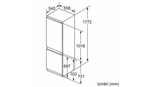 N 70 Iebūvējams ledusskapis – saldētava ar saldētavu apakšā 177.2 x 55.8 cm KI7863D30 KI7863D30-5