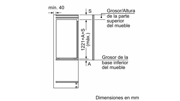 Frigorífico 1 puerta integrable 122.5 x 56 cm Sistema de integración de puerta fija 3FIE434S 3FIE434S-7