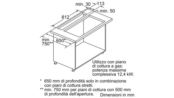 N 90 Cappa aspirante da tavolo 90 cm acciaio inox I99L59N0 I99L59N0-2