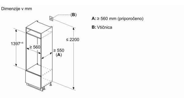 N 90 Vgradni hladilnik 140 x 56 cm KI8513D30 KI8513D30-5