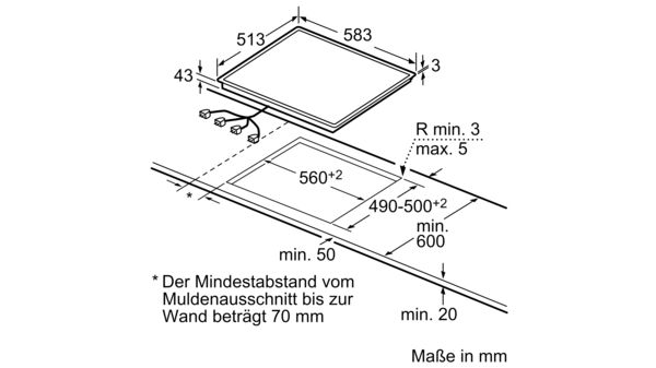 Elektro-Kochfeld 60 cm herdgesteuert, Schwarz, Mit Rahmen aufliegend CM321053 CM321053-5