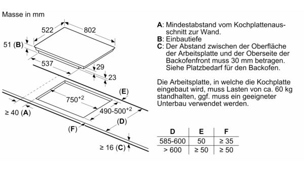 Induktionskochfeld 80 cm Autarkes Kochfeld, Schwarz T58UB10X0 T58UB10X0-8