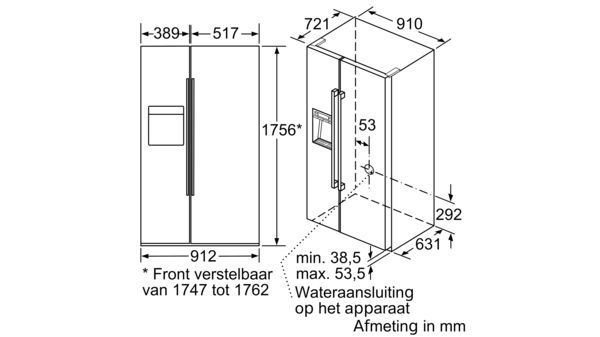 iQ700 Amerikaanse koelkast 175.6 x 91.2 cm Zwart KA92DHB31 KA92DHB31-6