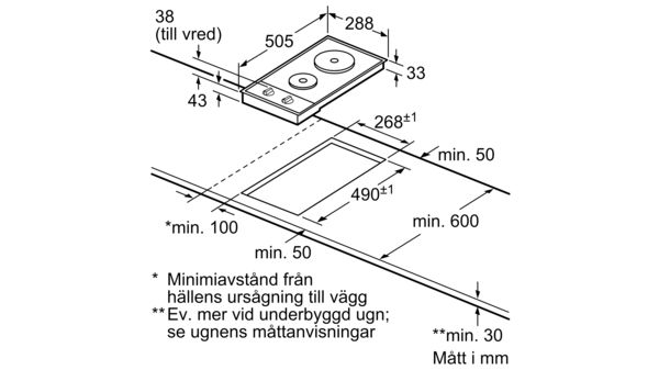 iQ100 Dominohäll, glaskeramik 30 cm ET13051EU ET13051EU-4
