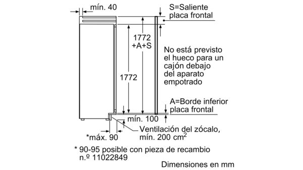 N 90 Congelador integrable 177.2 x 55.6 cm G8320X0 G8320X0-2