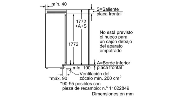 N 90 Frigorífico integrable 177.5 x 56 cm K8315X0 K8315X0-7