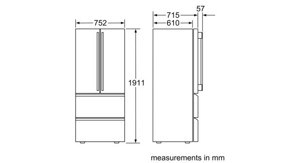 iQ700 French Door Bottom freezer, 3 doors 191.1 x 75.2 cm Inox-easyclean KM40FAI20 KM40FAI20-7