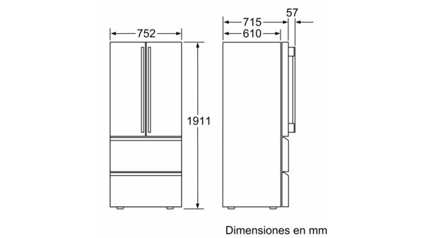 iQ700 Frigorífico French Door con puertas de cristal 191.1 x 75.2 cm Negro KM40FSB20 KM40FSB20-4