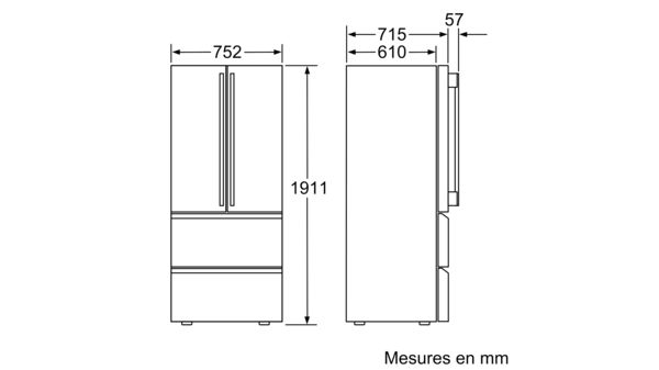 iQ700 combiné réfrigérateur-surgélateur pose libre French Door 191.1 x 75.2 cm Noir KM40FSB20 KM40FSB20-4