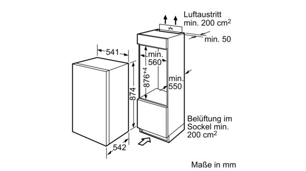 Einbau-Kühlschrank mit Gefrierfach 88 x 56 cm Flachscharnier CK642EF0 CK642EF0-5