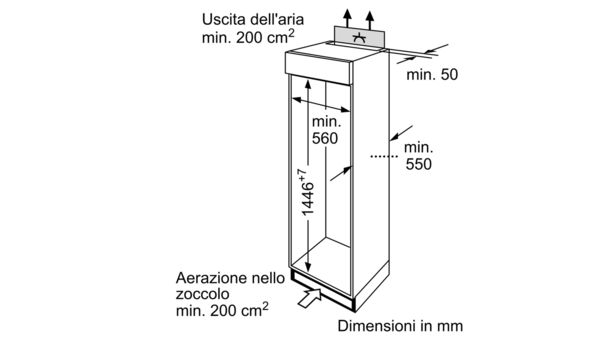 iQ300 Frigo-congelatore doppia porta da incasso 144.6 x 54.1 cm cerniera a traino KI26DA30 KI26DA30-5