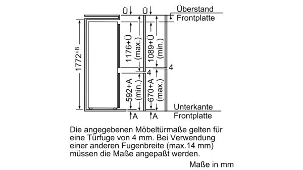 Einbau-Kühl-Gefrier-Kombination mit Gefrierbereich unten 177.2 x 54.1 cm Schleppscharnier JC80BB20 JC80BB20-2