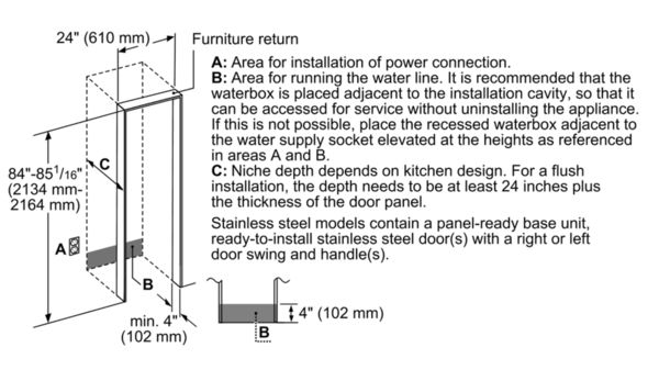 Freedom® Built-in Freezer Column 24'' Panel Ready, External Ice & Water Dispenser, Right Hinge T24ID905RP T24ID905RP-10