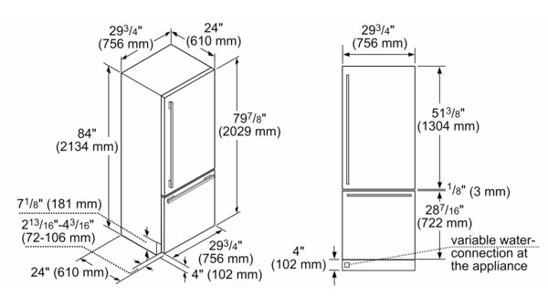 Built-in Two Door Bottom Freezer 30'' Panel Ready T30IB905SP T30IB905SP-10