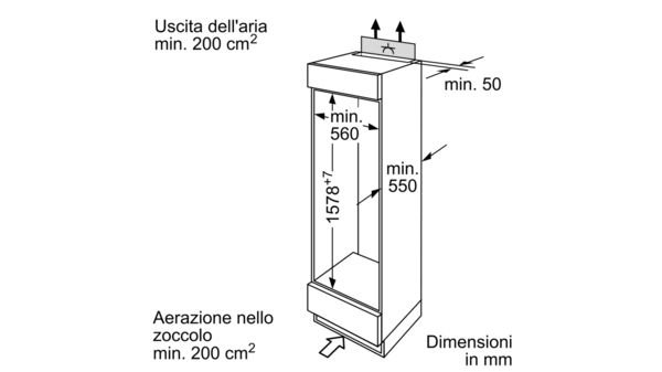 iQ300 Frigo-congelatore doppia porta da incasso 157.8 x 54.1 cm cerniera a traino KI28DA20 KI28DA20-7