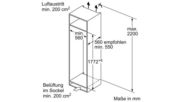 Einbau-Kühlschrank 177.2 x 54.1 cm Schleppscharnier CK181NSE0 CK181NSE0-8