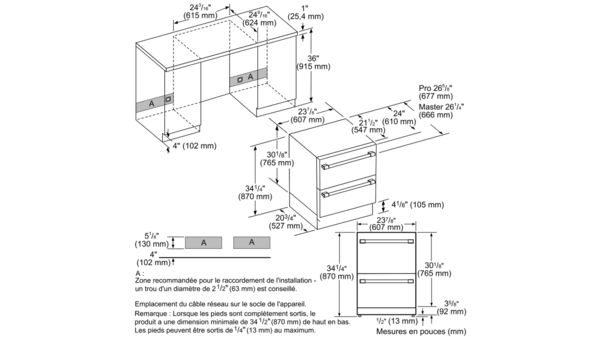 Drawer Refrigerator 24'' Professional acier inox T24UC900DP T24UC900DP-9