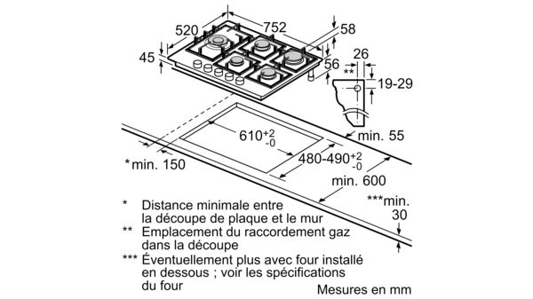 iQ500 Table gaz 75 cm Verre trempé, Noir EP7A6SB20 EP7A6SB20-10