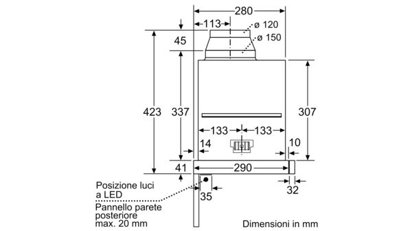 N 90 Cappa aspirante telescopica 90 cm acciaio inox D49PU65X3 D49PU65X3-6