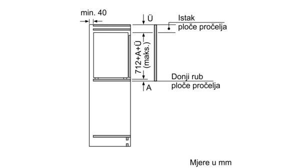 N 50 Ugradbena vertikalna ledenica 71.2 x 55.8 cm flat hinge GI1113FE0 GI1113FE0-7