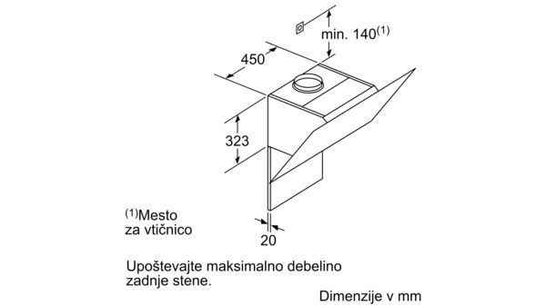 N 50 Stenska napa 90 cm prozorno steklo s črnim tiskom D95IHM1S0 D95IHM1S0-12