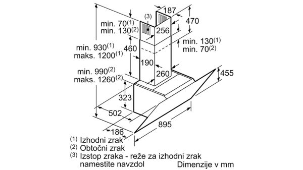 N 50 Stenska napa 90 cm prozorno steklo s črnim tiskom D95IMM1G0 D95IMM1G0-10