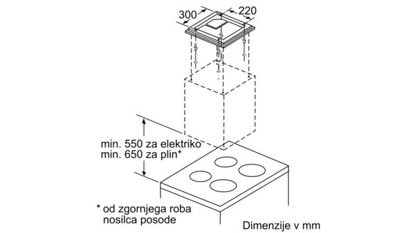 N 90 Otočna kuhinjska napa 37 cm Black I38KHV2S0 I38KHV2S0-6