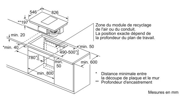 N 90 Table de cuisson induction avec hotte aspirante intégrée 80 cm surface mount with frame T58TS6BN0 T58TS6BN0-7