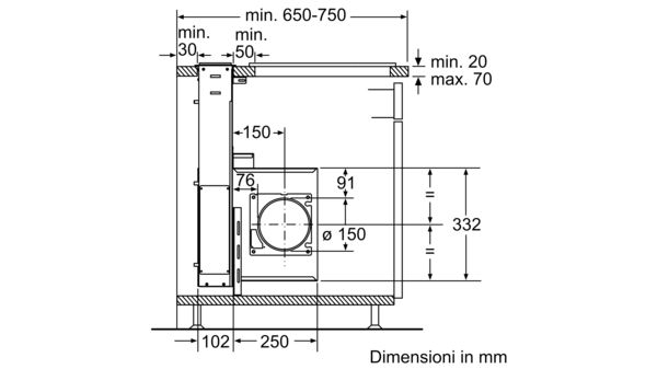 N 90 Cappa aspirante da tavolo 90 cm acciaio inox I99L59N0 I99L59N0-3