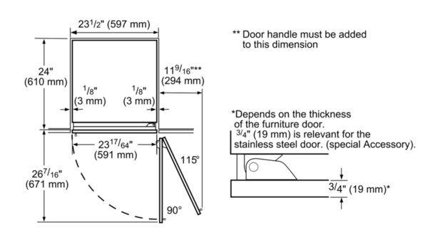 Freedom® Built-in Fridge 23.5'' soft close flat hinge T23IR900SP T23IR900SP-9