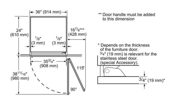 Freedom® Built-in Panel Ready Fresh Food Column 36'' soft close flat hinge T36IR900SP T36IR900SP-9