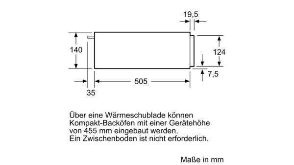 iQ500 Wärmeschublade 60 x 14 cm Schwarz, Edelstahl BI510CNR0 BI510CNR0-7