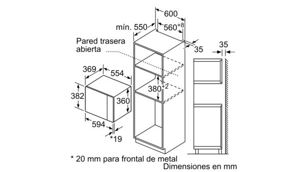 N 50 Microondas integrable 59 x 38 cm Negro HLAGD53N0 HLAGD53N0-5