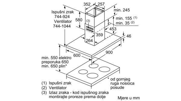 N 70 Otočna napa 90 cm Stainless steel I96BMP5N0 I96BMP5N0-5