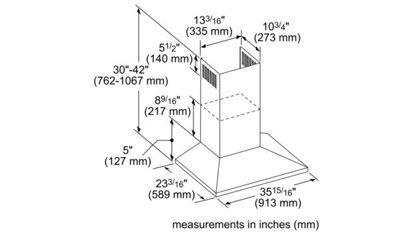 36-inch Masterpiece® Pyramid Chimney Wall Hood, 600 CFM HMCB36WS-9